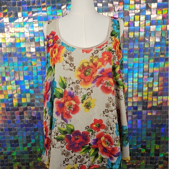 Target Reversible Floral Tank Top Womens Multicolor Sleeveless Blouse Boho - Picture 2 of 12